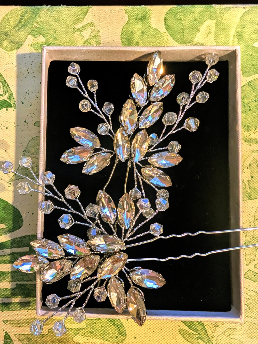 UNICRA Bridal Hair Pins - Crystal/Rhinestone Accent (Pair) - NEW - Picture 3 of 8